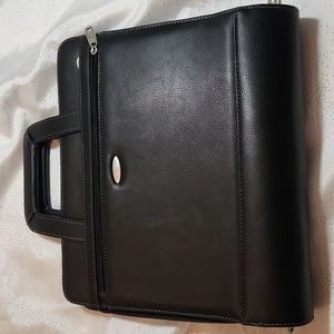 Samsonite black faux leather laptop tablet bag